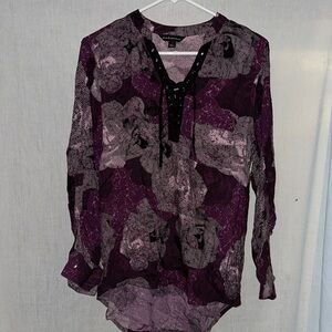 Cato Purple and Black Floral Blouse